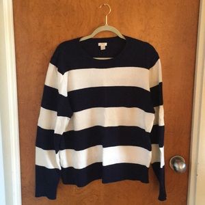 Navy and white striped sweater